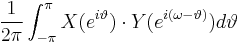 \frac{1}{2\pi}\int_{-\pi}^{\pi}{X(e^{i \vartheta}) \cdot Y(e^{i (\omega-\vartheta)}) d\vartheta} \!