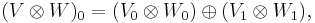 (V\otimes W)_0 = (V_0\otimes W_0)\oplus(V_1\otimes W_1),