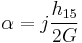 \alpha = j \frac{h_{15}}{2G}