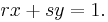 rx%2Bsy = 1.\!