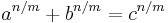 a^{n/m} %2B b^{n/m} = c^{n/m}