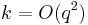  k = O (q^{2}) 