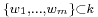 \scriptstyle\{w_1,\dots,w_m\}\subset k