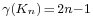 \scriptstyle \gamma(K_n)\, =\, 2n - 1