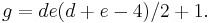 g = de(d %2B e - 4) / 2 %2B 1.