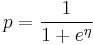  p = \frac{1}{1 %2B e^\eta} 