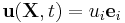 \ \mathbf u(\mathbf X,t)=u_i\mathbf e_i