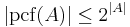 |{\rm pcf}(A)|\leq2^{|A|}