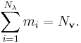 \sum\limits_{i=1}^{N_{\lambda}}{m_i} =N_{\mathbf{v}}.