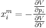 x_{i}^{m}=-\frac{\frac{\partial V}{\partial p_{i}}}{\frac{\partial V}{\partial Y}}