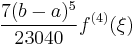  \frac{7(b-a)^5}{23040}f^{(4)}(\xi) 