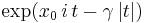 \displaystyle \exp(x_0\,i\,t-\gamma\,|t|)\!