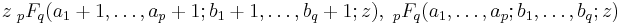 z\; {}_pF_q(a_1%2B1,\dots,a_p%2B1;b_1%2B1,\dots,b_q%2B1;z), \; {}_pF_q(a_1,\dots,a_p;b_1,\dots,b_q;z)