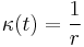 \kappa(t) = \frac{1}{r}