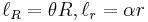 \ell_R= \theta R, \ell_r=\alpha r