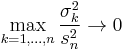 \max_{k=1,\ldots,n}\frac{\sigma^2_k}{s_n^2} \to 0