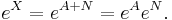 e^X = e^{A%2BN} = e^A e^N. \,