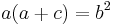 a(a%2Bc)=b^2