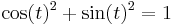 \cos(t)^2 %2B \sin(t)^2 = 1\,\!