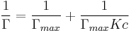  \frac{1}{\Gamma} = \frac{1}{\Gamma_{max}} %2B \frac{1}{\Gamma_{max}Kc}