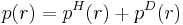 p(r) = p^H(r) %2B p^D(r)