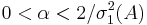 0 < \alpha < 2/\sigma^2_1(A)