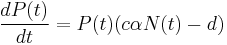  \frac{dP(t)}{dt} = P(t)(c \alpha N(t) -d) 