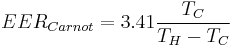 EER_{Carnot}=3.41 \frac{T_{C}}{T_{H}-T_{C}}