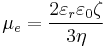 \mu_e = \frac{2\varepsilon_r\varepsilon_0\zeta}{3\eta}