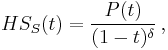 HS_S(t)=\frac{P(t)}{(1-t)^\delta}\,,