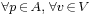 \scriptstyle \forall p \,\in\, A,\; \forall v \,\in\, V