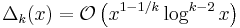 \Delta_k(x)=\mathcal{O}\left( x^{1-1/k} \log^{k-2} x\right)