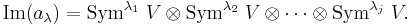 \text{Im}(a_\lambda) = 
\text{Sym}^{\lambda_1}\; V \otimes 
\text{Sym}^{\lambda_2}\; V \otimes \cdots \otimes
\text{Sym}^{\lambda_j}\; V.
