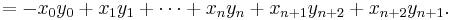  = - x_0 y_0 %2B x_1 y_1 %2B \cdots %2B x_n y_n %2B x_{n%2B1} y_{n%2B2} %2B x_{n%2B2} y_{n%2B1}.