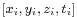 \scriptstyle\left[x_i,\, y_i,\, z_i,\, t_i\right]