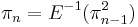 \pi_n = E^{-1}(\pi_{n-1}^2)