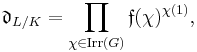 \mathfrak{d}_{L/K} = \prod_{\chi \in \mathrm{Irr}(G)}\mathfrak{f}(\chi)^{\chi(1)},