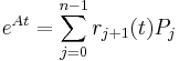 e^{At} = \sum_{j=0}^{n-1}r_{j%2B1}{\left(t\right)}P_{j}