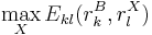 \max_{X} E_{kl}(r_{k}^{B}, r_{l}^{X})