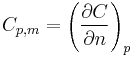 C_{p,m} = \left(\frac{\partial C}{\partial n}\right)_p