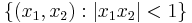 \{ (x_1,x_2): |x_1 x_2| < 1\}