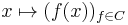 x \mapsto ( f(x) )_{f \in C}