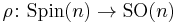 \rho\colon {\mathrm {Spin}}(n)\to {\mathrm {SO}}(n)\,