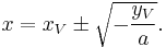 x = x_V\pm\sqrt{-\frac{y_V}{a}}.