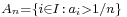 \scriptstyle A_n = \{ i \in I \,:\, a_i > 1/n \}