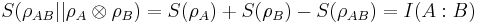 S(\rho_{AB} || \rho_{A} \otimes \rho_{B}) = S(\rho_{A}) %2B S(\rho_{B}) - S(\rho_{AB}) = I(A:B)