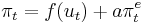  \pi_{t} = f(u_{t}) %2B a \pi_{t}^e 