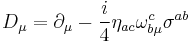 D_\mu = \partial_\mu - \frac{i}{4} \eta_{ac} \omega^c_{b\mu} \sigma^{ab}