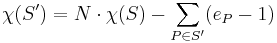 \chi(S') = N\cdot\chi(S) - \sum_{P\in S'} (e_P -1) 