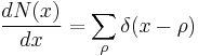  \frac{dN(x)}{dx} = \sum_\rho \delta (x-\rho) 